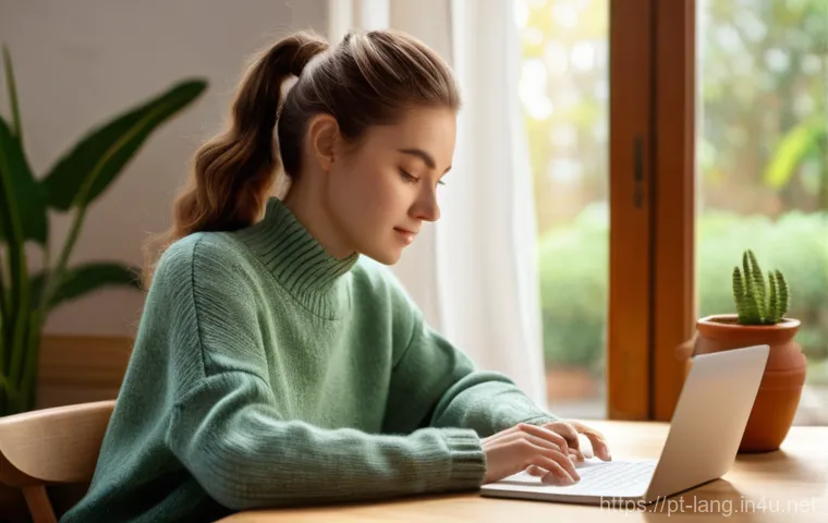 DELF 시험 관련 최신 업데이트 - **"A young woman, approximately 20 years old, sitting comfortably at a wooden desk in a cozy, sunlit...