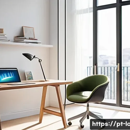 외국어 시험 집중력 향상 비법 - A neatly organized study desk in a bright, modern room with natural sunlight streaming through a lar...